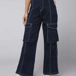 DOLCE CRUDO Blue Plain Jeans-picture-4