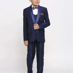 Kids Island Boys Blue & White Solid Full Sleeves Suit Set-image-73