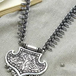 Teejh Ethnic Mayra Silver Oxidized Long Necklaces for Women-image-80