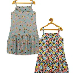Kiddopanti Kids Grey & Navy Printed Dress (Pack Of 2)-picture-39
