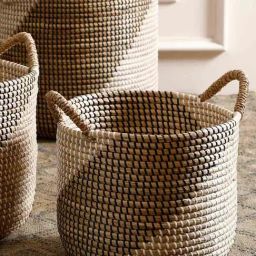 INV Home Black & White Trisang Seagrass Basket (Small)-image-18