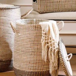 INV Home Black & White Zaire Seagrass Storage Basket (Large)-image-54