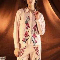 Kazo Pink Floral Printed Long Sleeves Shirt-27