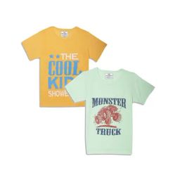Vimal Jonney Kids Green & Yellow Printed T-Shirt (Pack of 2)-picture-0