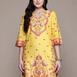 AARKE RITU KUMAR Yellow Rosabell Kurta-image-62