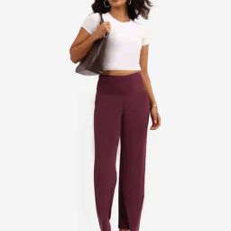 BlissClub Purple Plain Mid Rise Pants-picture-42