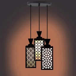 Gojeeva Black & White Textured Wooden Rectangle Shaped Ceiling Lamp-picture-17
