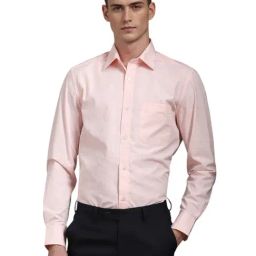 Louis Philippe Peach Cotton Regular Fit Shirt-image-17