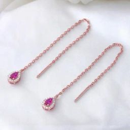 Zavya Dainty Threader Rose Gold Plated 925 Sterling Silver Earrings for Women-image-96
