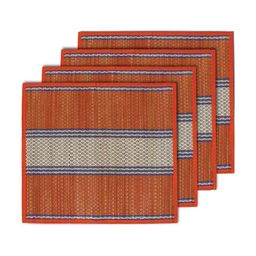 HOKIPO 4Pcs Orange-Colored & White Patterned Floor Mats-image-79