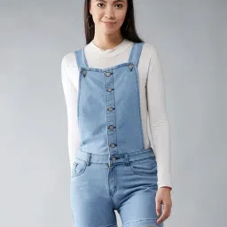 DOLCE CRUDO Light Blue Cotton Denim Dungaree-16