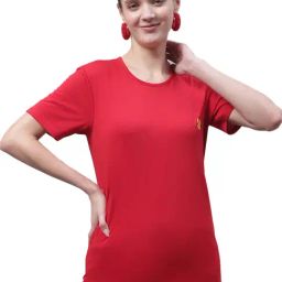 Vimal Jonney Red Cotton Logo Print T-Shirt-image-91