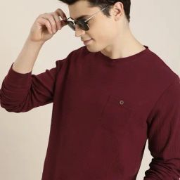 Dillinger Maroon Regular Fit Textured Cotton Crew T-Shirt-image-15