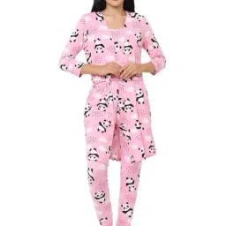 Sweet Dreams Pink Printed Pajama Set With Robe-picture-36