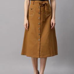 NEUDIS Brown Below Knee Skirt-image-27