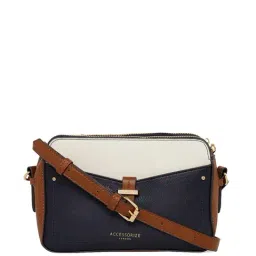 Accessorize London Black Color Block Medium Sling Handbag-2