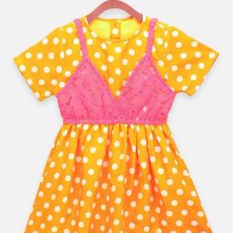 LilPicks Kids Yellow Printed Dress-image-64