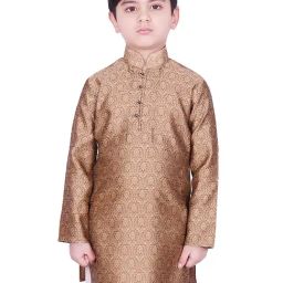 SG Yuvraj Kids Gold Printed Full Sleeves Kurta-image-18