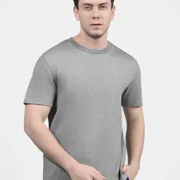 Skechers Grey Cotton Regular Fit Texture T-Shirt-image-82