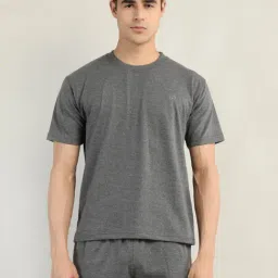 Chkokko Dark Grey Melange Regular Fit Crew T-Shirt-picture-8