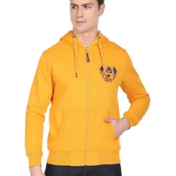 U.S. Polo Assn. Mustard Cotton Regular Fit Printed Hooded Sweatshirt-picture-33