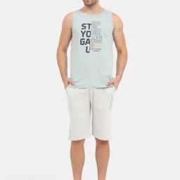 Masculino Latino Blue & White Regular Fit Printed Nightwear Set-image-56