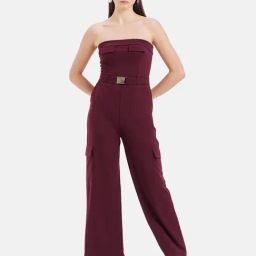 Kazo Maroon Jumpsuit With Belt-picture-35