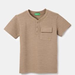 United Colors of Benetton Kids Brown Cotton Textured Pattern T-Shirt-image-28