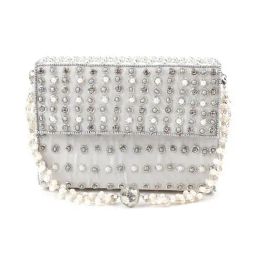 Odette White Embellished Clutch-image-91
