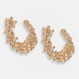 Sohi Gold Plated Party Designer Stone Hoop Earrings-0