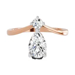 Sparkles Rose Gold Lab Grown 2 Diamond 14KT 1.03ct Pear Ring For Women-image-38
