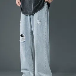 StyleCast Men Solid Relaxed Fit Slash Knee Jeans-image-6