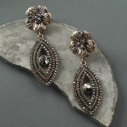Sohi Women's Hanging Eye Flora Drop Earrings  Gold-image-26