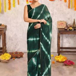 MIRCHI FASHION Green Tie & Dye Saree With Unstitched Blouse-picture-23