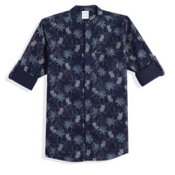 Cavio Boys Blue Cotton Floral Print Comfort Fit Shirt-image-66