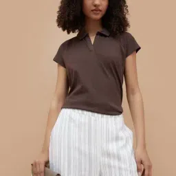 Fame Forever By Lifestyle Brown Cotton Regular Fit Polo Top-picture-41