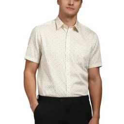 Louis Philippe Beige Cotton Regular Fit Printed Shirt-picture-10