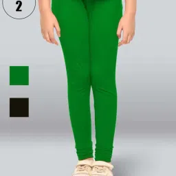 Lyra Kids Green & Black Skinny Fit Leggings (Pack of 2)-image-122