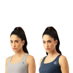 Kotty Lavender & Blue Logo Print Sports Bra (Pack of 2)-image-2