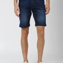 Peter England Navy Cotton Regular Fit Denim Shorts-image-43