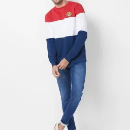 Giordano Salsa Red Regular Fit Colour Block Sweatshirt image 5
