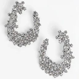 Sohi Silver Plated Party Designer Stone Hoop Earrings-29