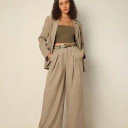 Vero Moda Grey Straight Fit High Rise Pleated Trousers-image-51