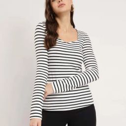 Fablestreet Black Striped Top-25