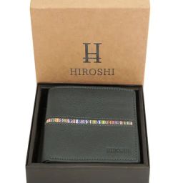 HIROSHI Green Leather Bi-Fold Wallet image 4