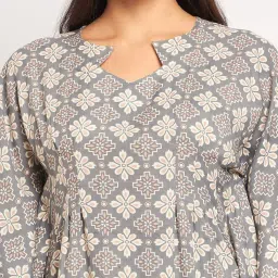 The Kaftan Company Grey Printed Kaftan Pyjamas Set image 5