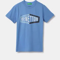 United Colors of Benetton Kids Blue Cotton Printed T-Shirt-picture-2