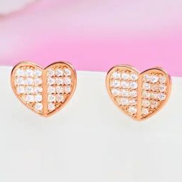 Zavya Heart Rose Gold Plated 925 Sterling Silver Earrings for Women-26