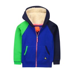 Cherry Crumble Kids Blue & Green Colourblocked Hooded Sweatshirt-image-65