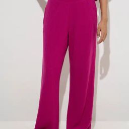 Wunderlove by Westside Fuchsia Ribbed-Textured High-Rise Pants-image-21
